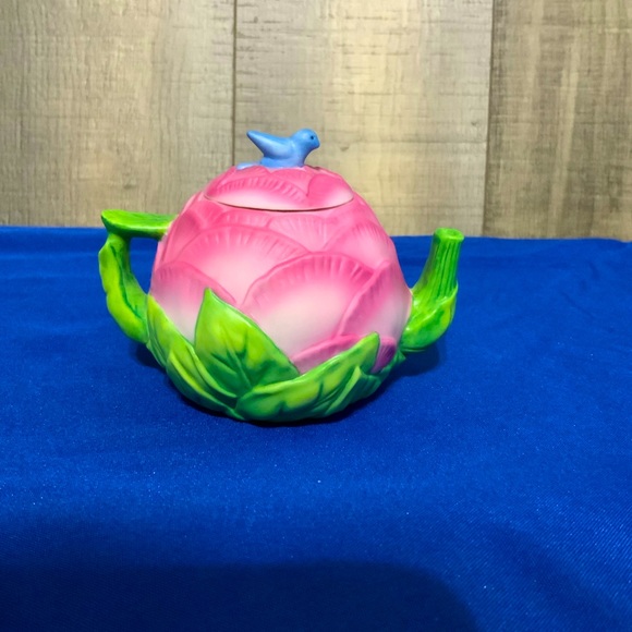 Avon Miniature Decorative Collectable 1995 Peony Teapot Bluebird on Lid. - Picture 2 of 6